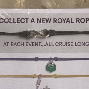 Effy Royal Caribbean Cruise Ship Charm Infinity Loop Black Rope String Bracelet